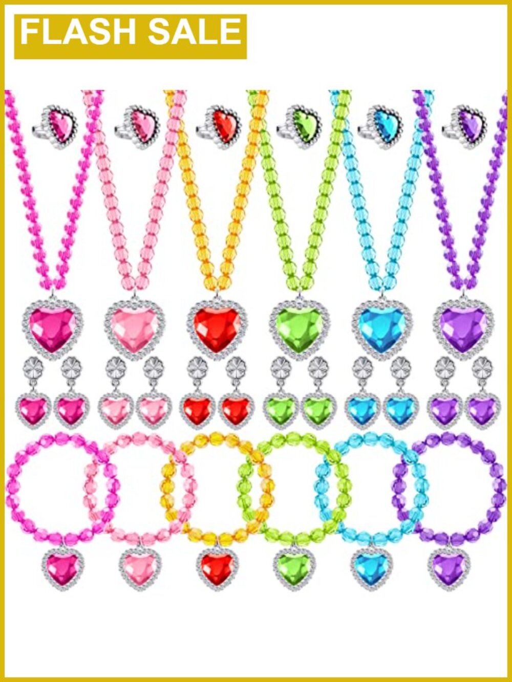 Princess Costume Jewelry Set 6 Necklaces Bracelets Rings Earrings Play